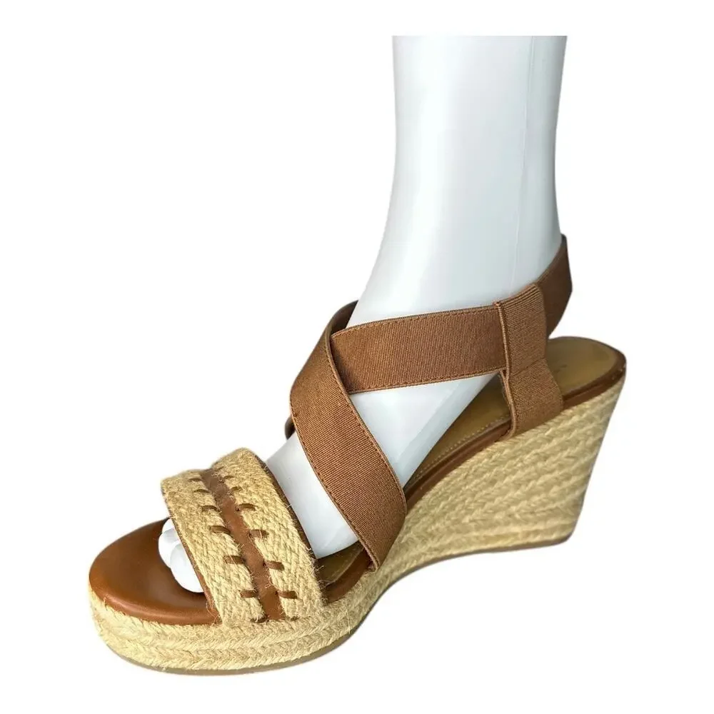 G.H Bass & co women’s size 8.5 espadrille heels brown with beige rope detail​​​